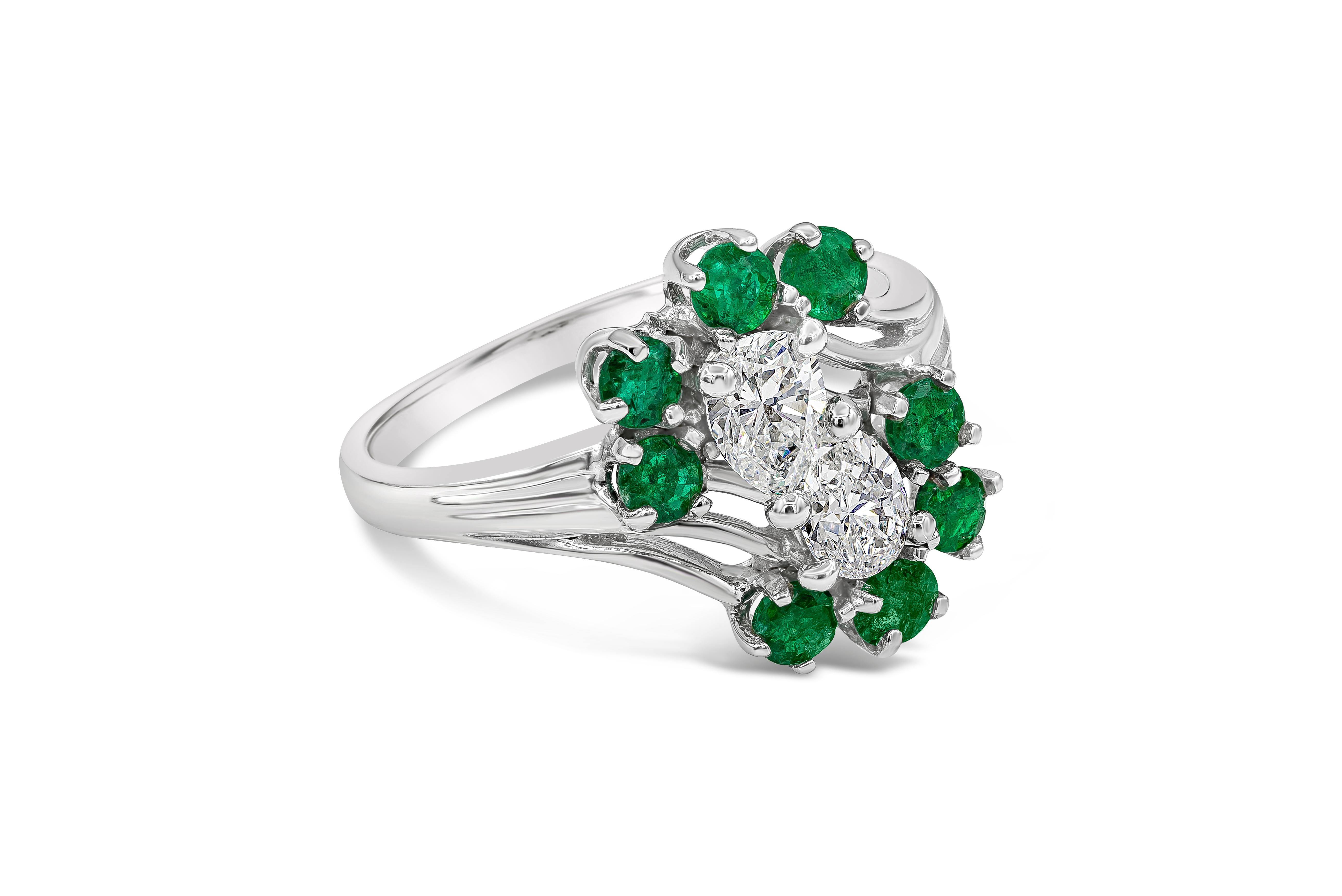 Contemporain Bague à la mode en forme de poire avec diamants de 1,05 carat au total et émeraude verte en vente