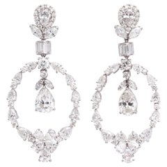 Pear Shape Diamond and White Gold Chandelier Earrings