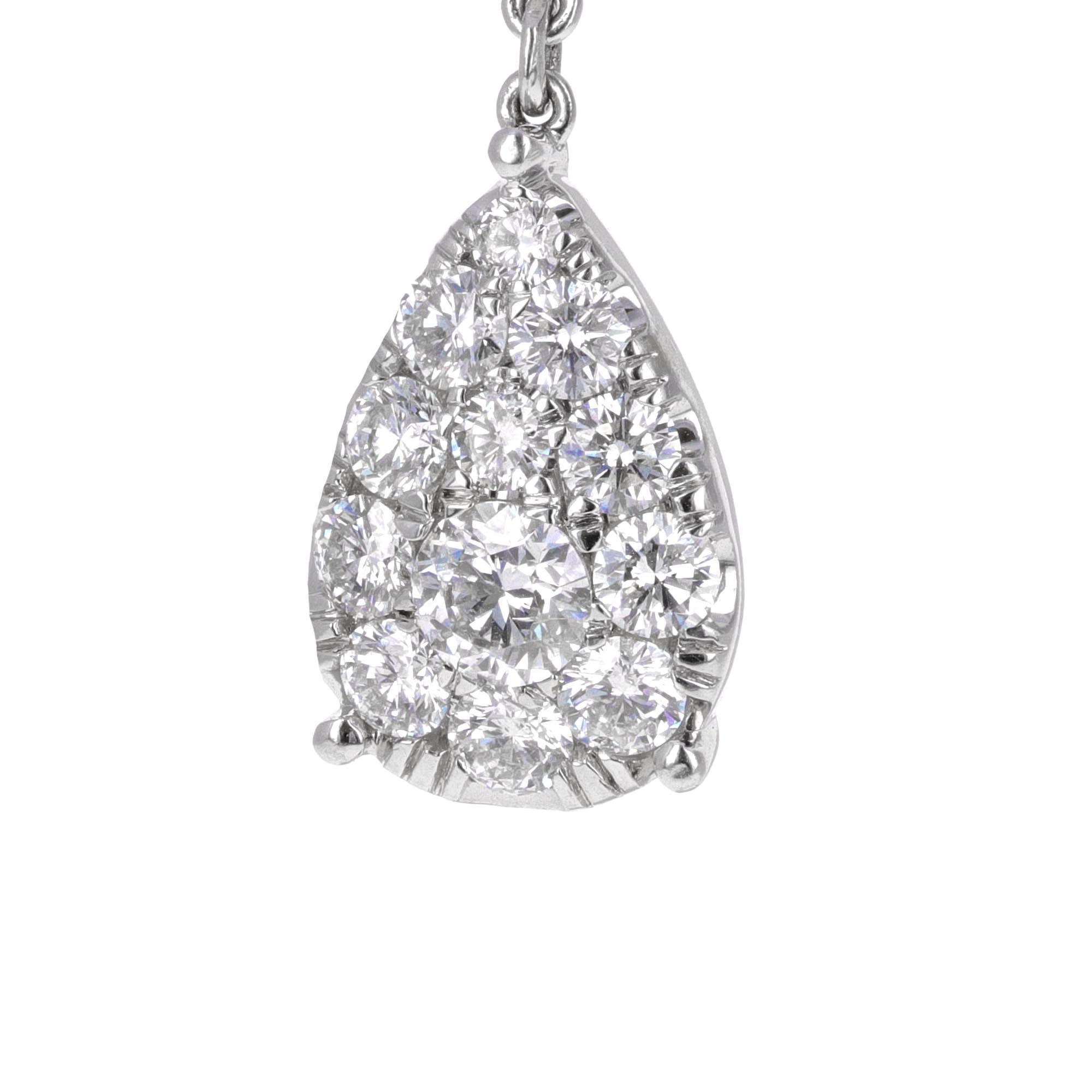 Round Cut Pear Shape Diamond Dangling Earrings
