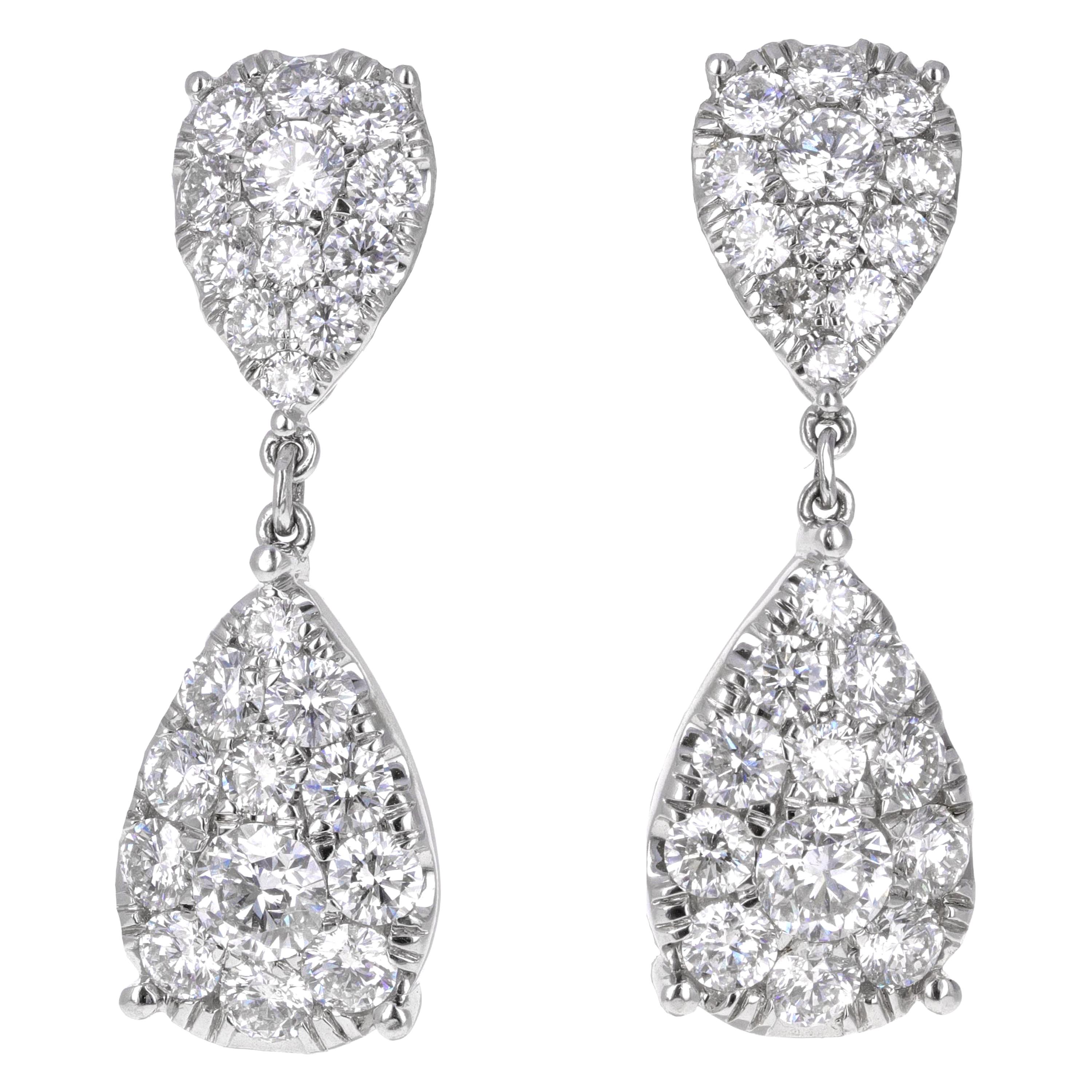 Pear Shape Diamond Dangling Earrings