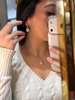 Pear Shape Diamond Drop Earrings 1.90 Carat 14K White Gold Baguette