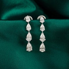 Pear Shape Diamond Drop Earrings in 14K White Gold Fine Statement Jewelry