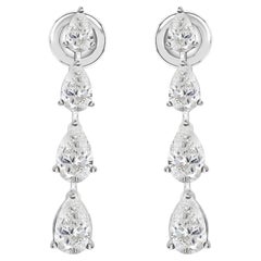 Pear Shape Diamond Drop Earrings in 14K White Gold Fine Statement Jewelry