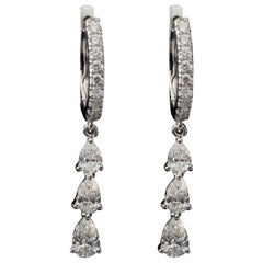 Pear Shape Diamond Drop Earrings in 18 Karat Gold