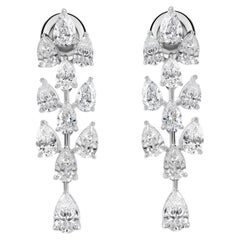 Pear Shape Diamond Drop Earrings in 18K White Gold 3.73 Carats
