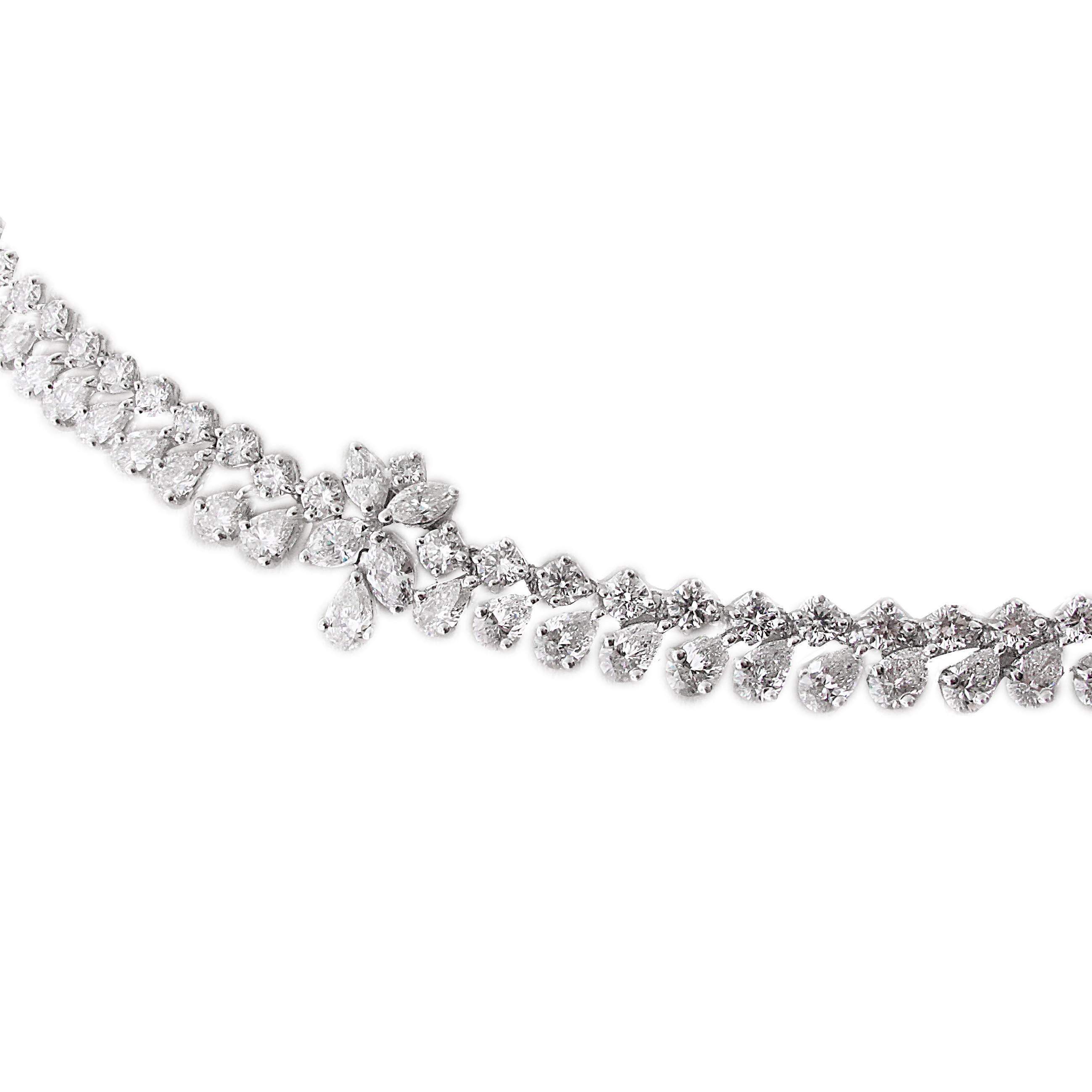 Modern Pear Shape Diamond Drop Necklace, Platinum with Almost 40 Carat
