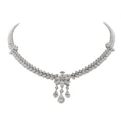 Pear Shape Diamond Drop Necklace, Platinum with Almost 40 Carat