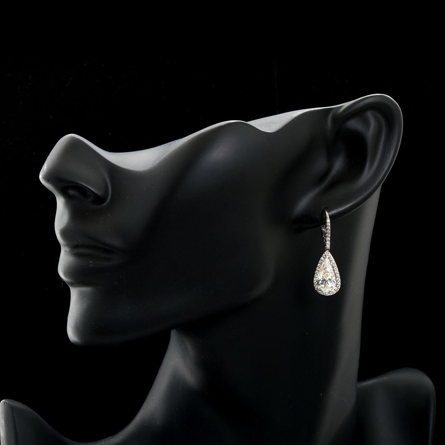 Pear Shape Diamond Drop Pendant Earrings 5.29 Carats 1