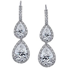 Pear Shape Diamond Earrings with 8.81 Carat of White Diamonds
