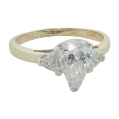 Vintage Pear Shape Diamond Engagement Ring 1.23 Carats GIA GVS2 in 18k Gold