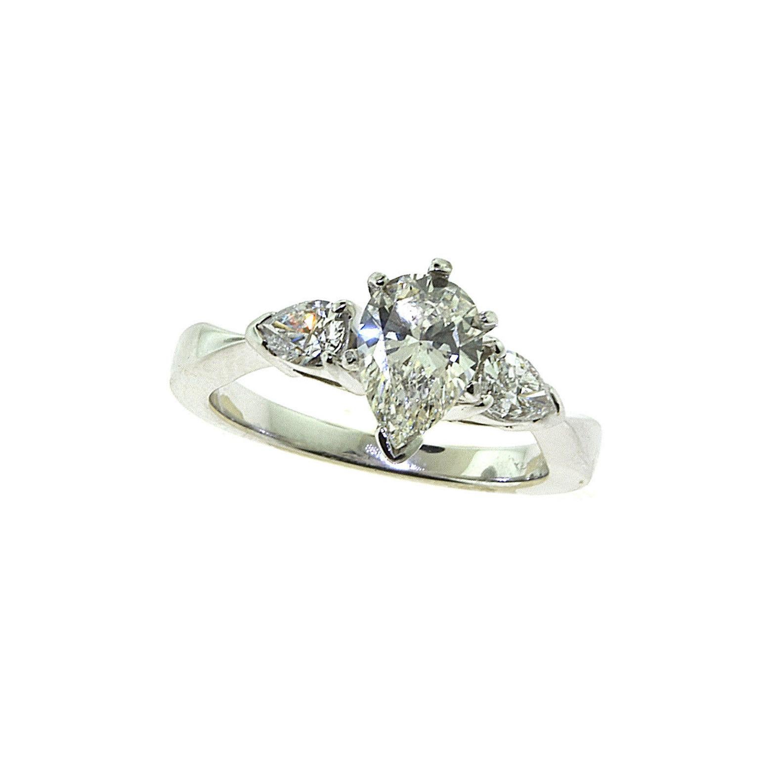 Pear Cut Pear Shape Diamond Engagement Ring For Sale