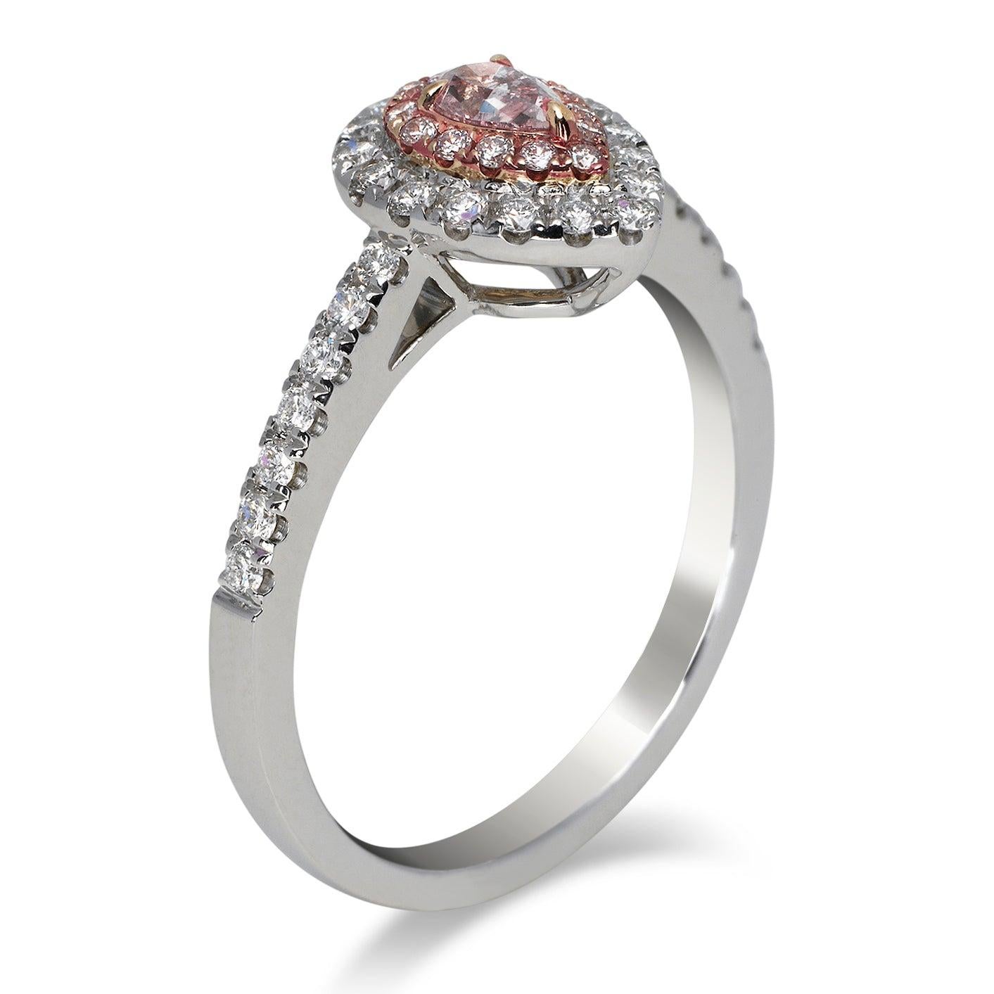 Round Cut Pear Shape Diamond Engagement Ring GIA Certified FIPP For Sale
