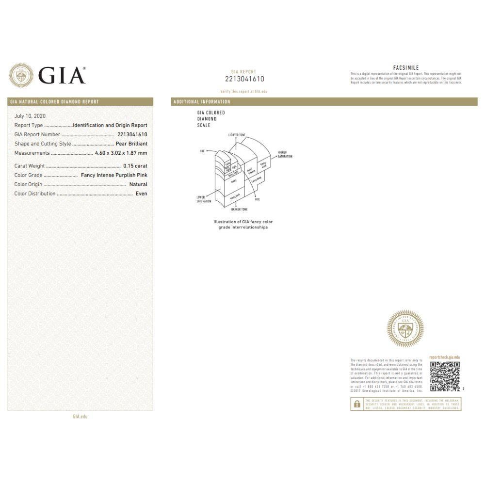 Pear Shape Diamond Engagement Ring GIA Certified FIPP In New Condition For Sale In New York, NY