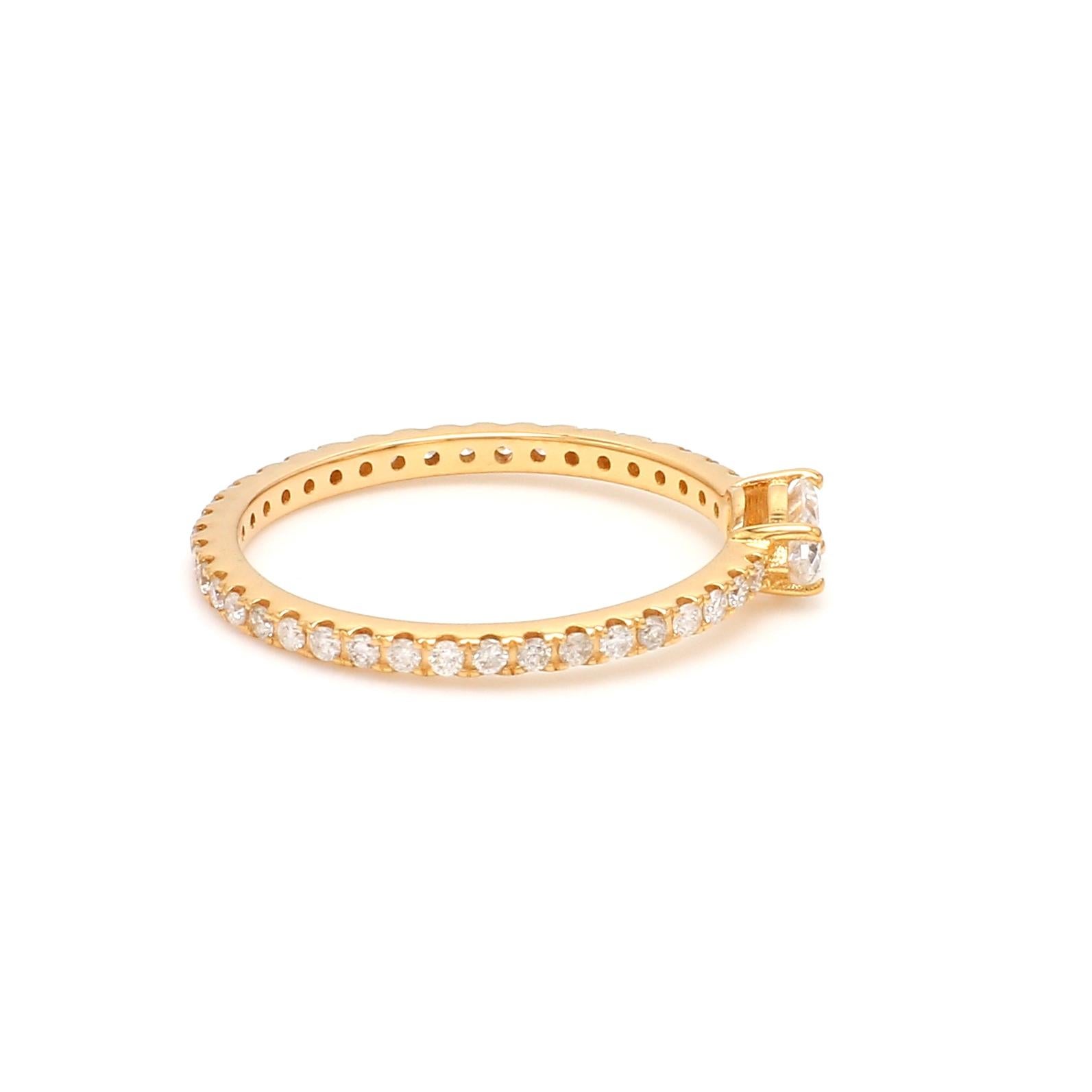 Modern Pear Shape Diamond Eternity Band Ring 14 Karat Yellow Gold Handmade Fine Jewelry For Sale