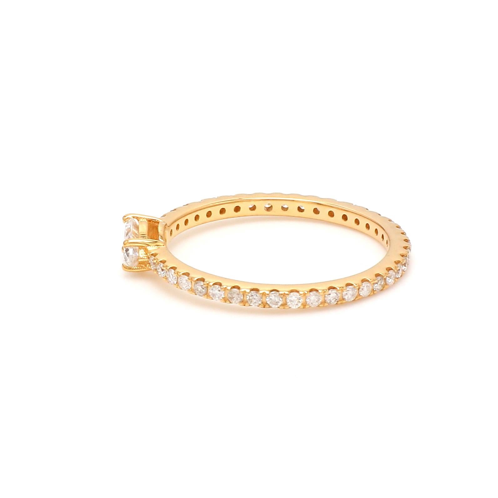 Women's Pear Shape Diamond Eternity Band Ring 14 Karat Yellow Gold Handmade Fine Jewelry For Sale