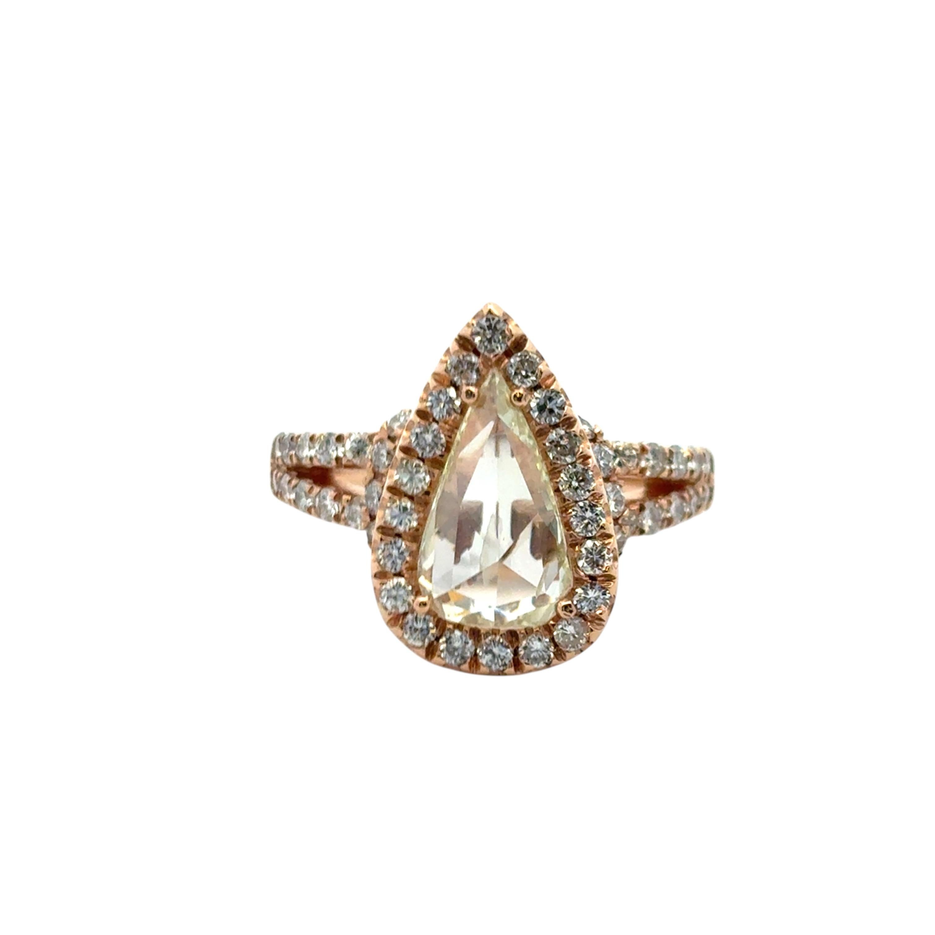 Pear Shape Diamond Halo Engagement Ring in vendita 9