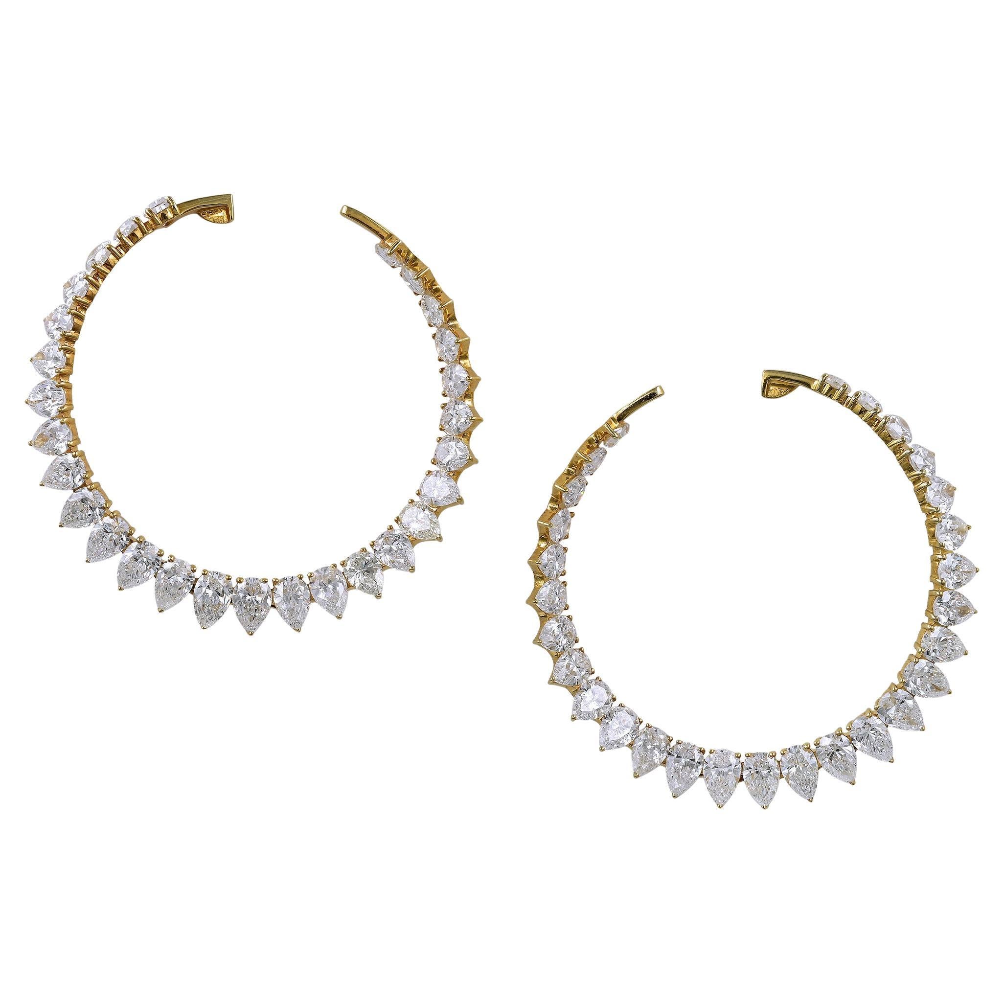 Pear Shape Diamond Hoop Earrings