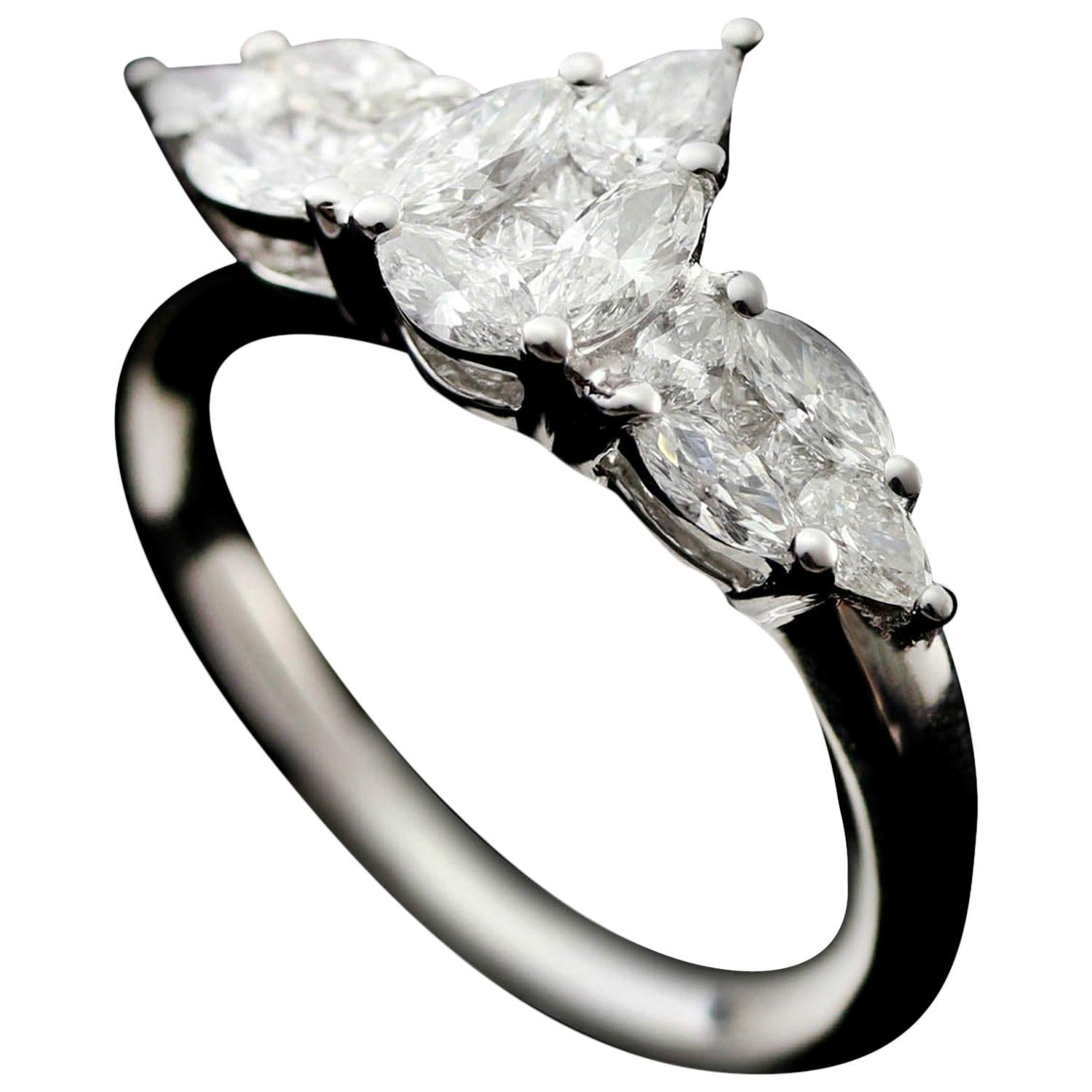 For Sale:  Pear Shape Diamond Illusion Bridal Ring in 18 Karat Gold
