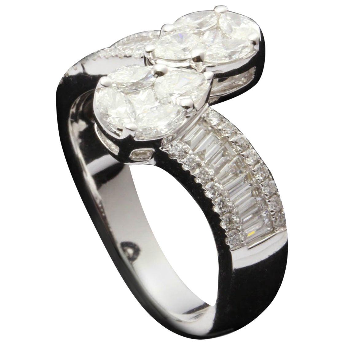 For Sale:  Pear Shape Diamond Illusion Toi et Moi Ring in 18 Karat Gold