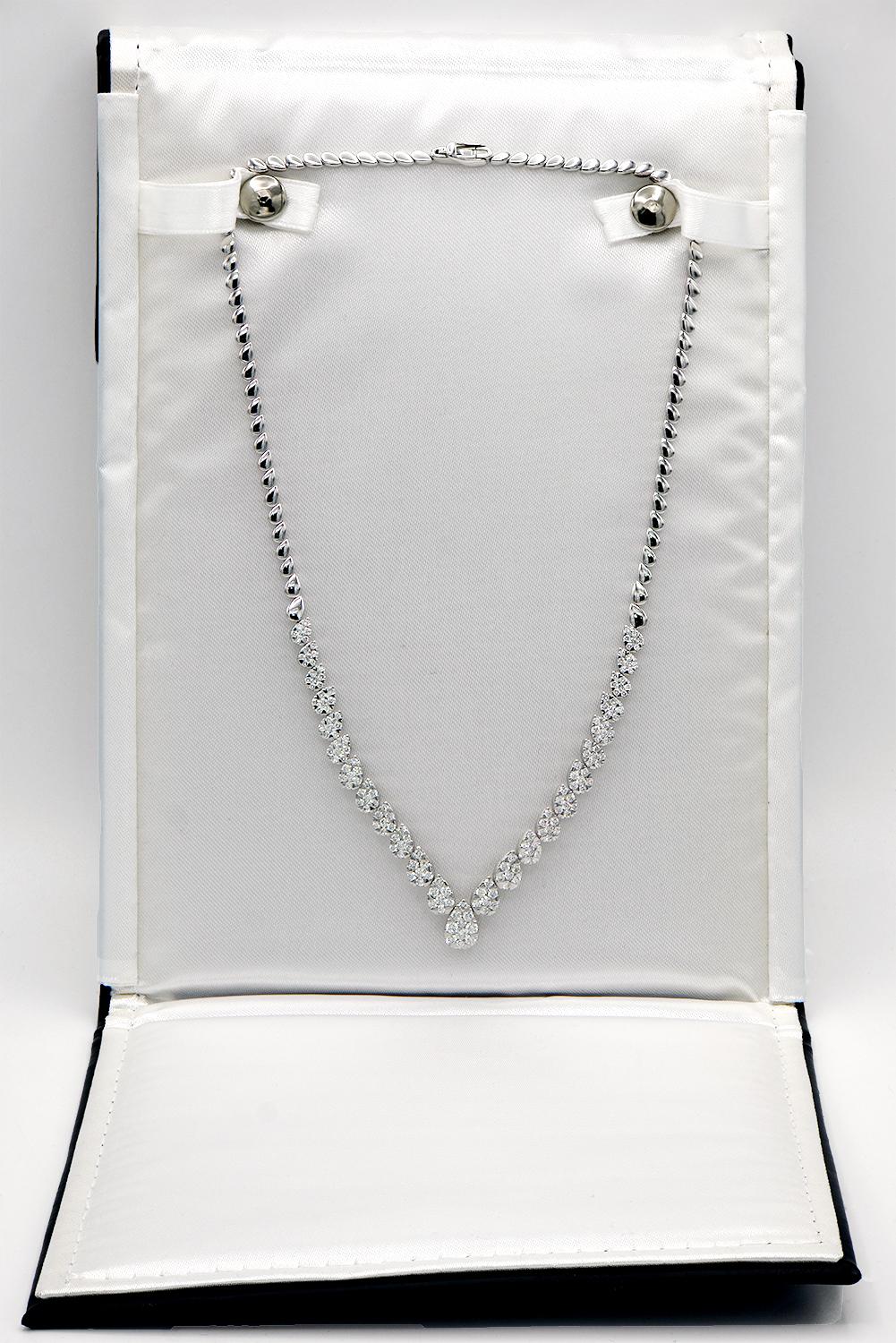 Contemporary Pear Shape Diamond Necklace