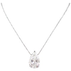 12 Carat Pear Shape Diamond Pendant Necklace 