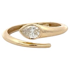 Birnenförmiger Diamant-Schlangen-Wickelring 0,30 Karat 14 Karat Gelbgold 5.8 Gramm