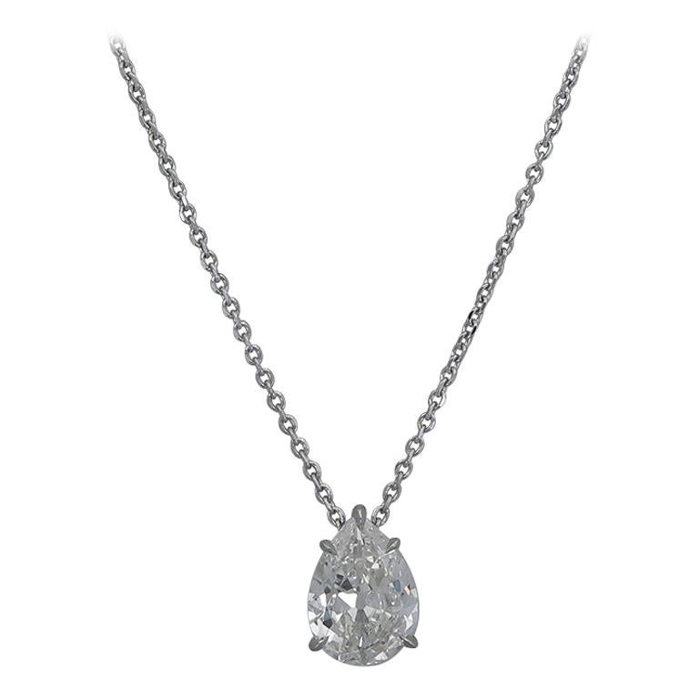 Pear Shape Diamond Solitaire Pendant Necklace