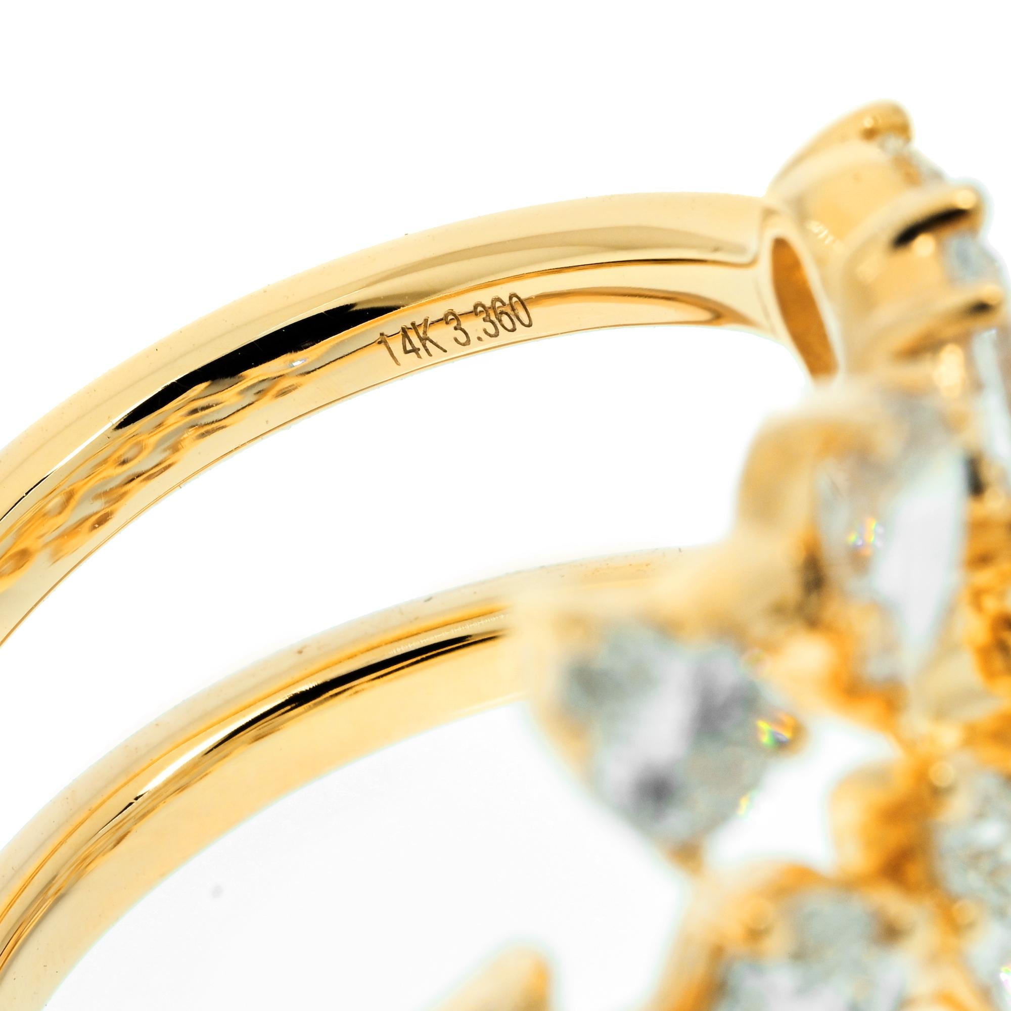 3.27 Birnenförmiger, breiter Diamant-Spiralring, Gelbgold im Zustand „Neu“ im Angebot in Lakewood, NJ