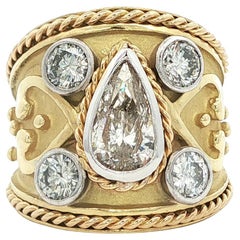 Bracelet cigare en or jaune 18K avec diamant en forme de poire et effilé