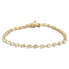 Pear Shape Diamond Tennis Bracelet 4.47 Carats 14KT Yellow Gold 0.12 Points Each