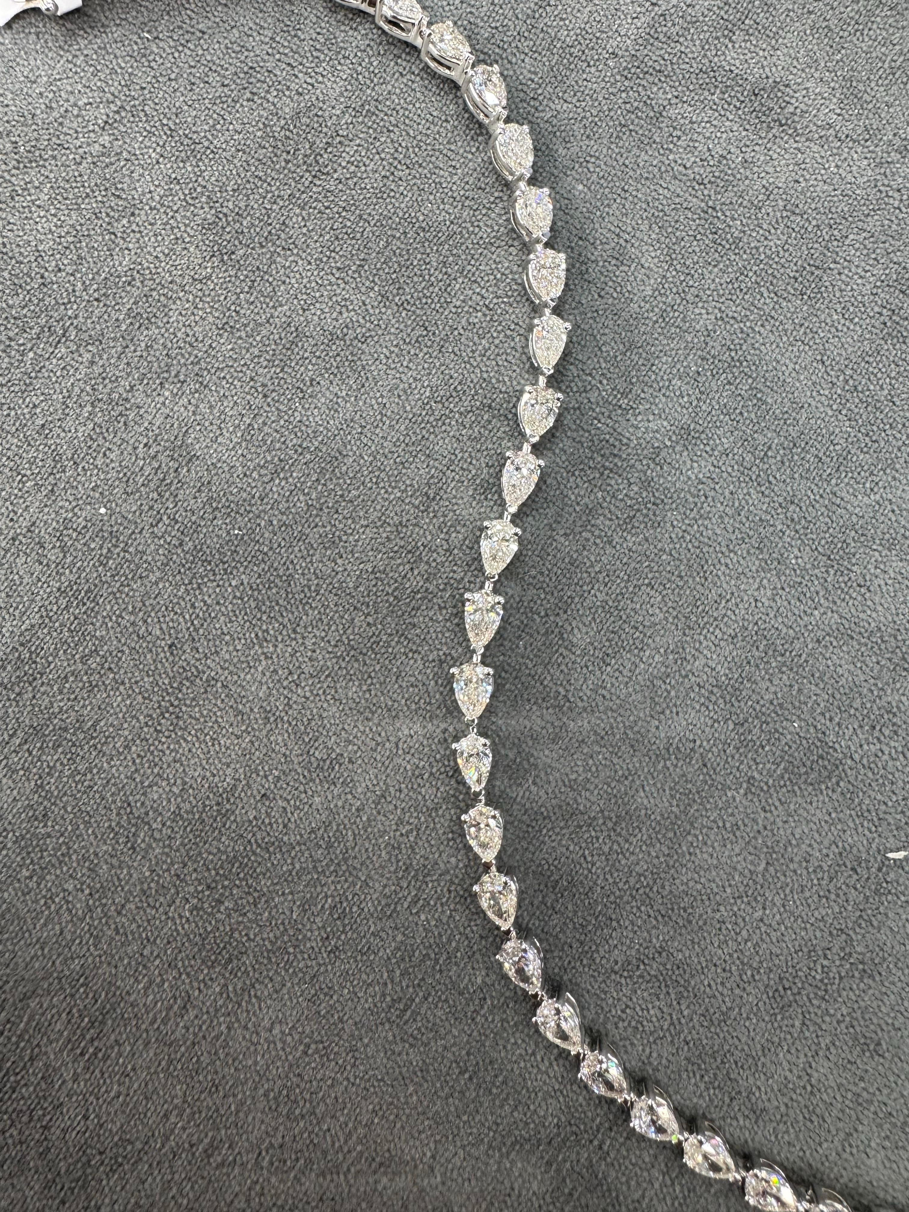 Pear Shape Diamond Tennis Bracelet 6.38 Carats 14 Karat White Gold H VS2-SI1 3