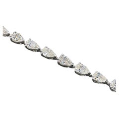 Bracciale tennis con diamanti a forma di pera 6,38 carati in oro bianco 14 carati H VS2-SI1