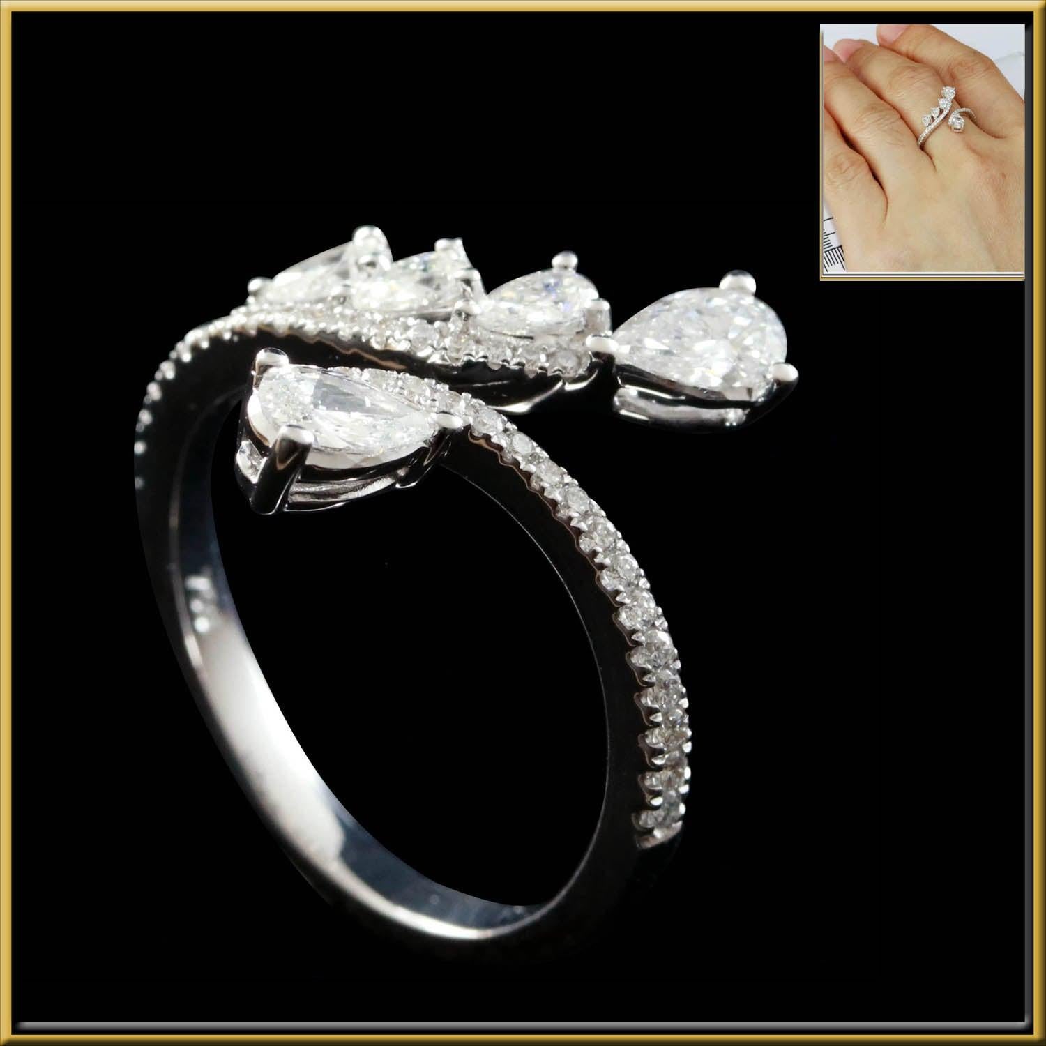 For Sale:  Pear Shape Diamond Wrap around Graduating Half Eternity Ring in 18 Karat Gold 2