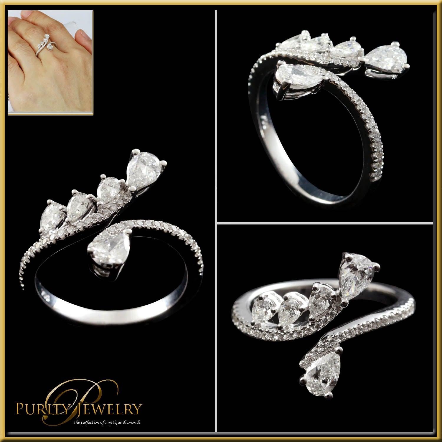 For Sale:  Pear Shape Diamond Wrap around Graduating Half Eternity Ring in 18 Karat Gold 4