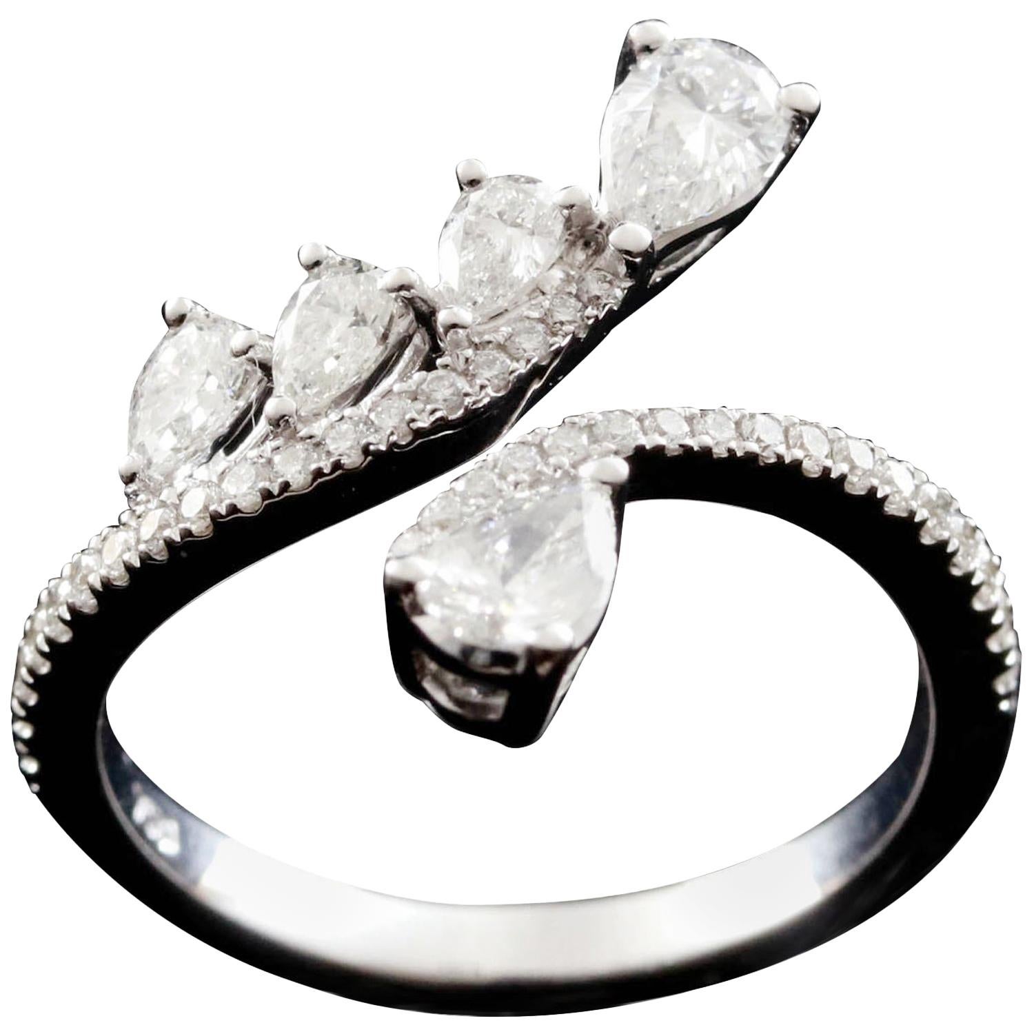 For Sale:  Pear Shape Diamond Wrap around Graduating Half Eternity Ring in 18 Karat Gold