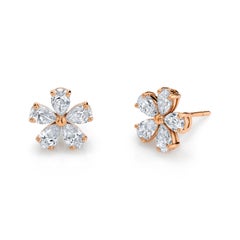 Pear Shape Diamonds Flower Earrings