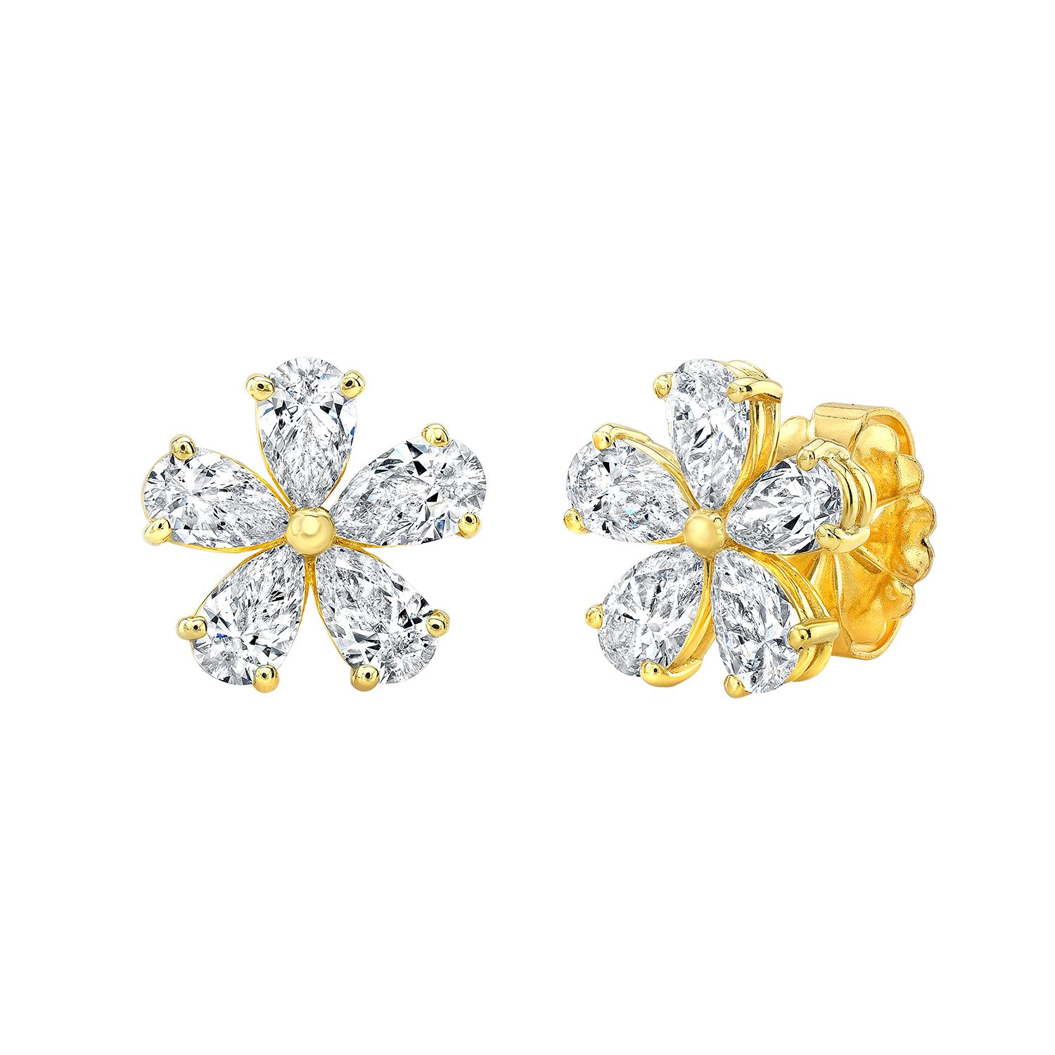 diamond earrings flower shape