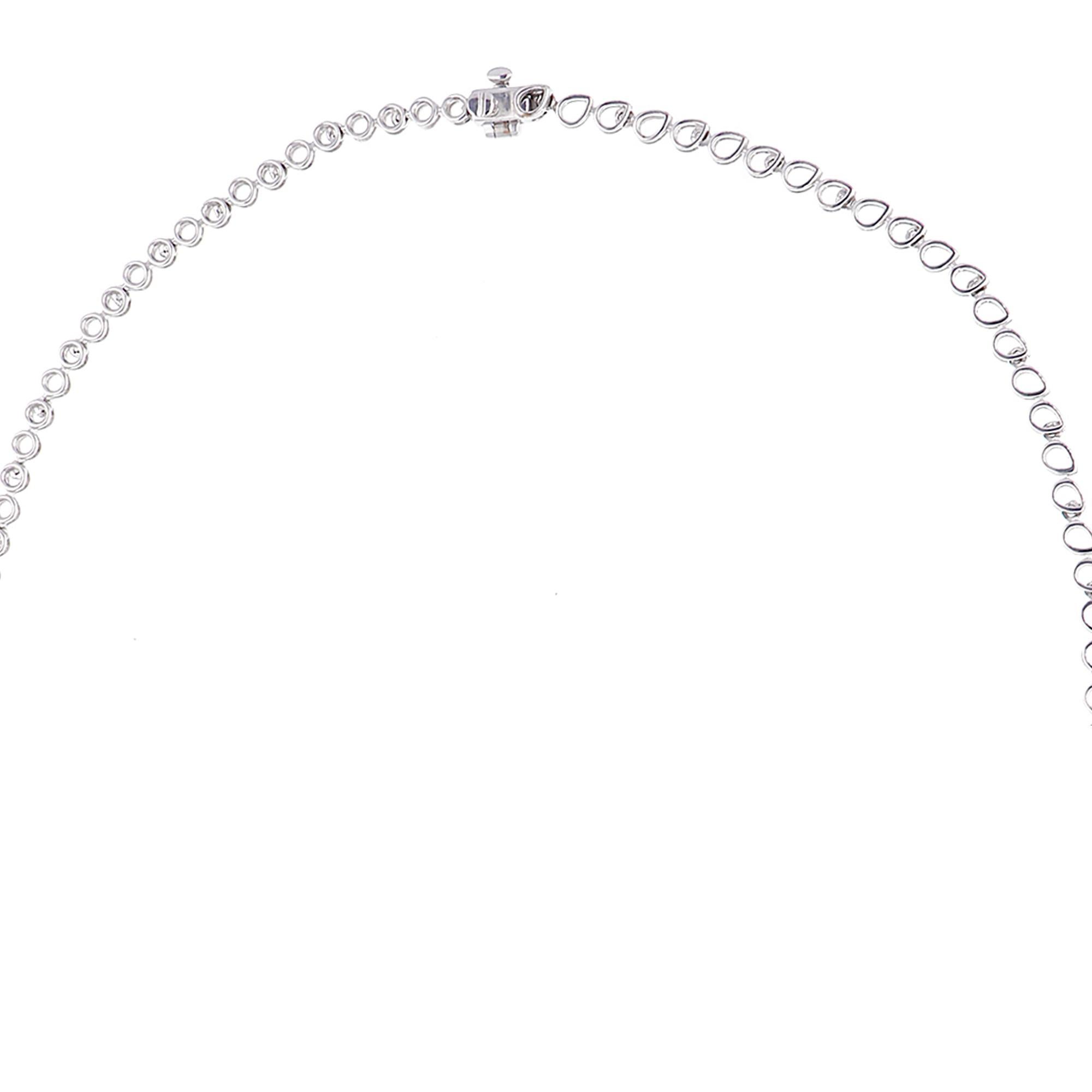 Women's Pear Shape Emerald Gemstone Necklace Diamond 14 Karat White Gold Fine Jewelry For Sale
