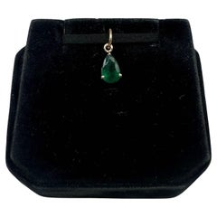Pear Shape Emerald Pendant in 14kt Yellow Gold – 1.18ctw Solitaire, New