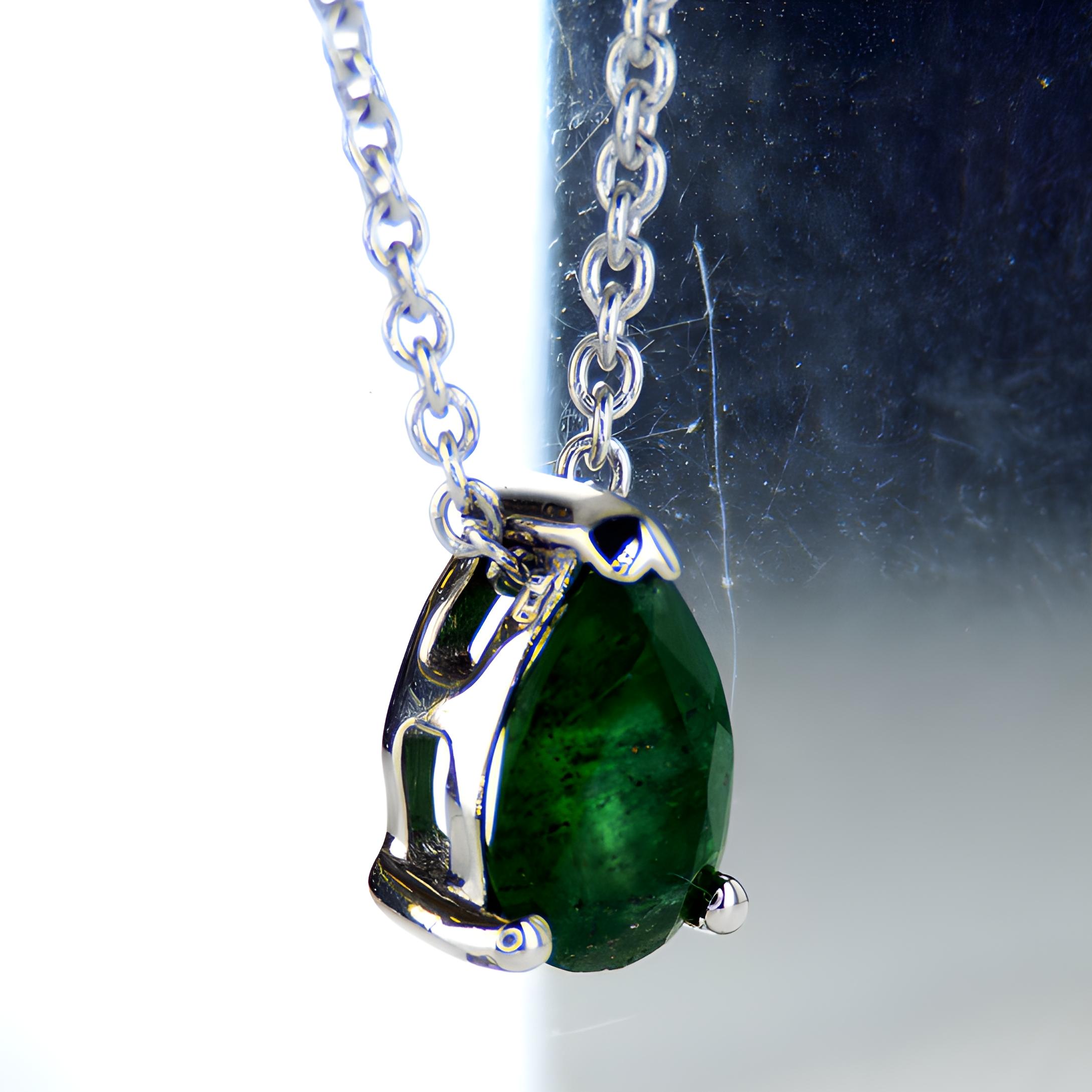 14K White Gold 0.49Ct Pear Shape Emerald Necklace

Product Description:

Introducing our Pear Shape Emerald White Gold Necklace, an exquisite piece that showcases the timeless beauty of a 0.49Ct pear shape emerald, elegantly set in 14K white gold. A