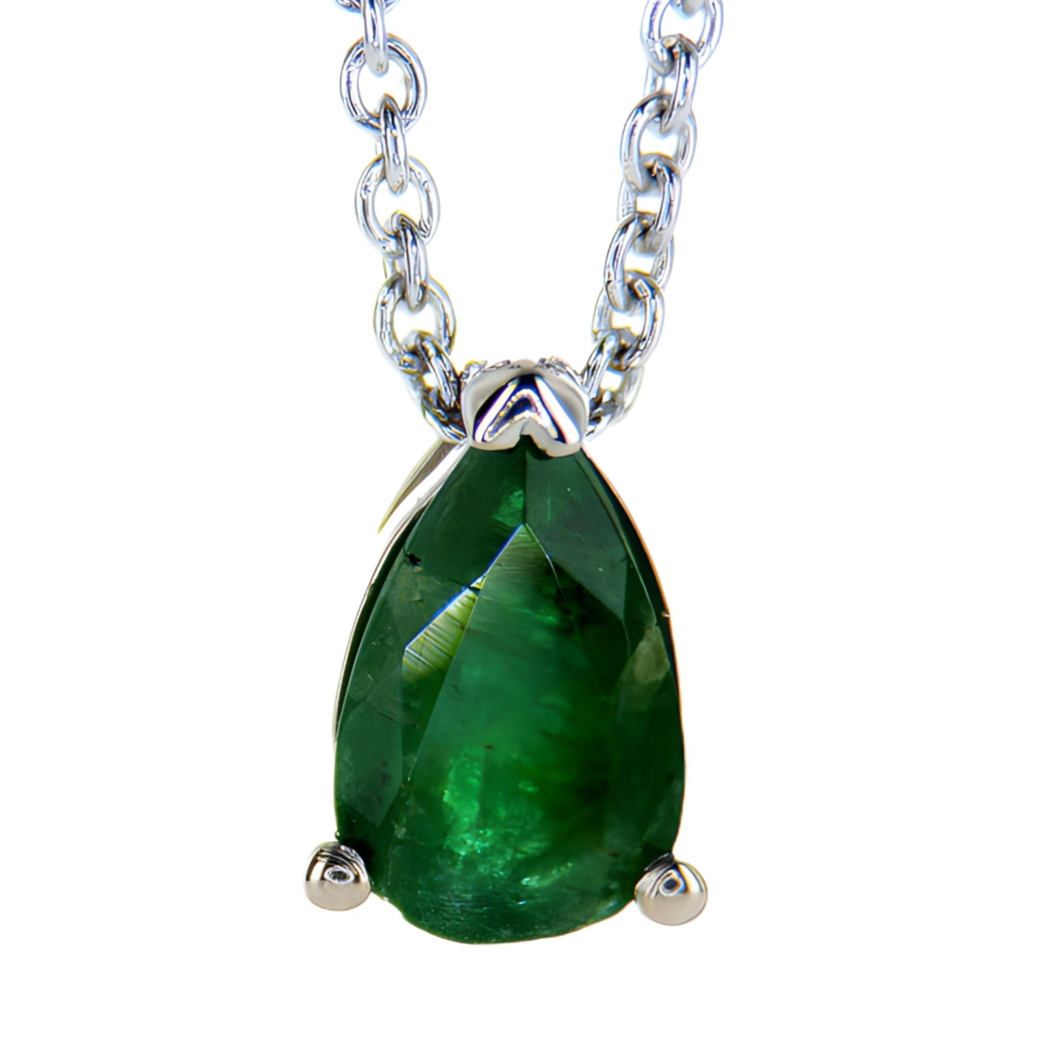 14K White Gold 0.46Ct Pear Shape Emerald Necklace

Product Description:

Introducing our Pear Shape Emerald White Gold Necklace, an exquisite piece that showcases the timeless beauty of a 0.46Ct pear shape emerald, elegantly set in 14K white gold. A