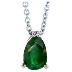 Pear Shape Emerald White Gold Necklace