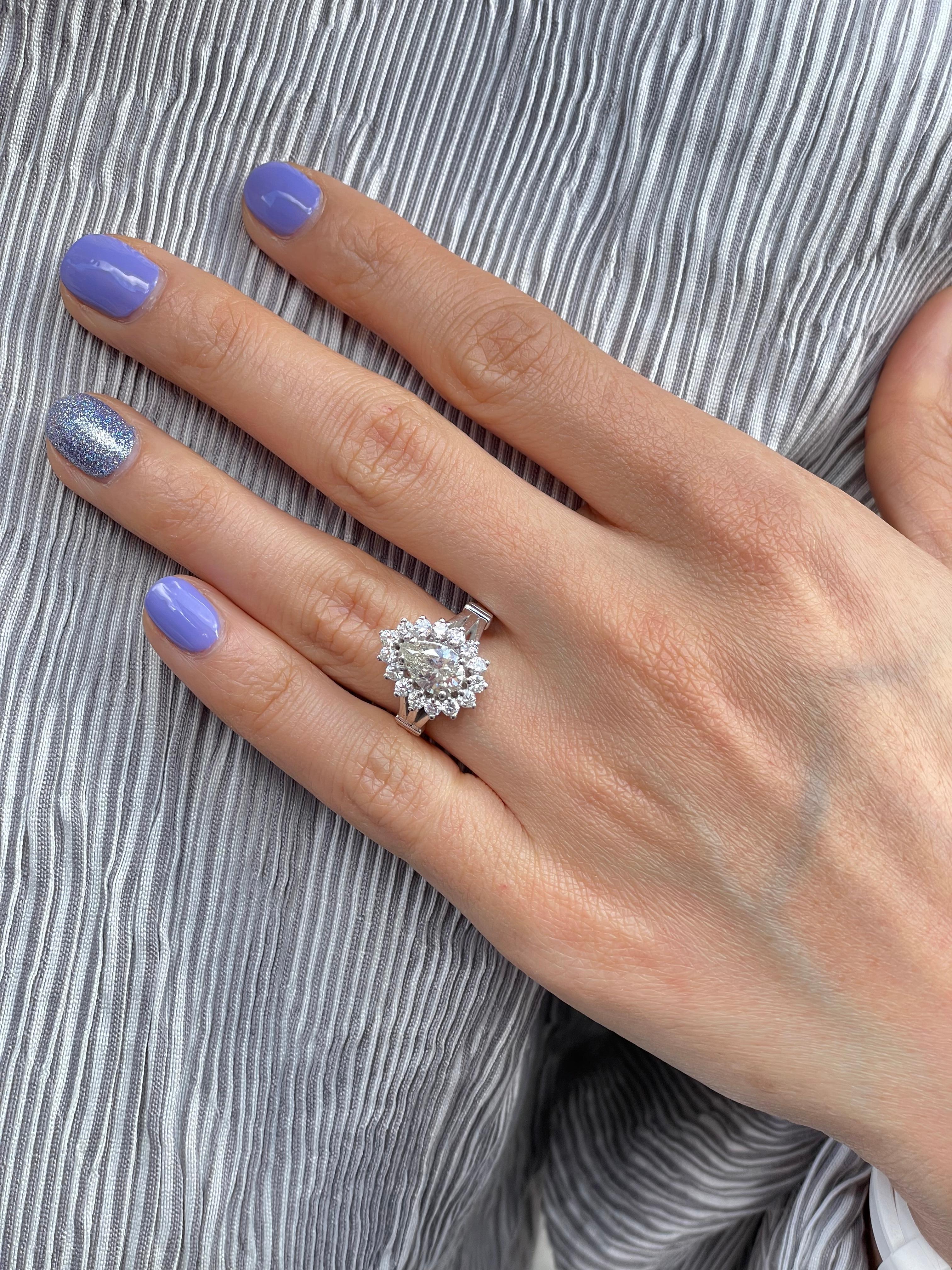 Pear Shape Engagement Diamond Ring 1.20 Carat For Sale 1