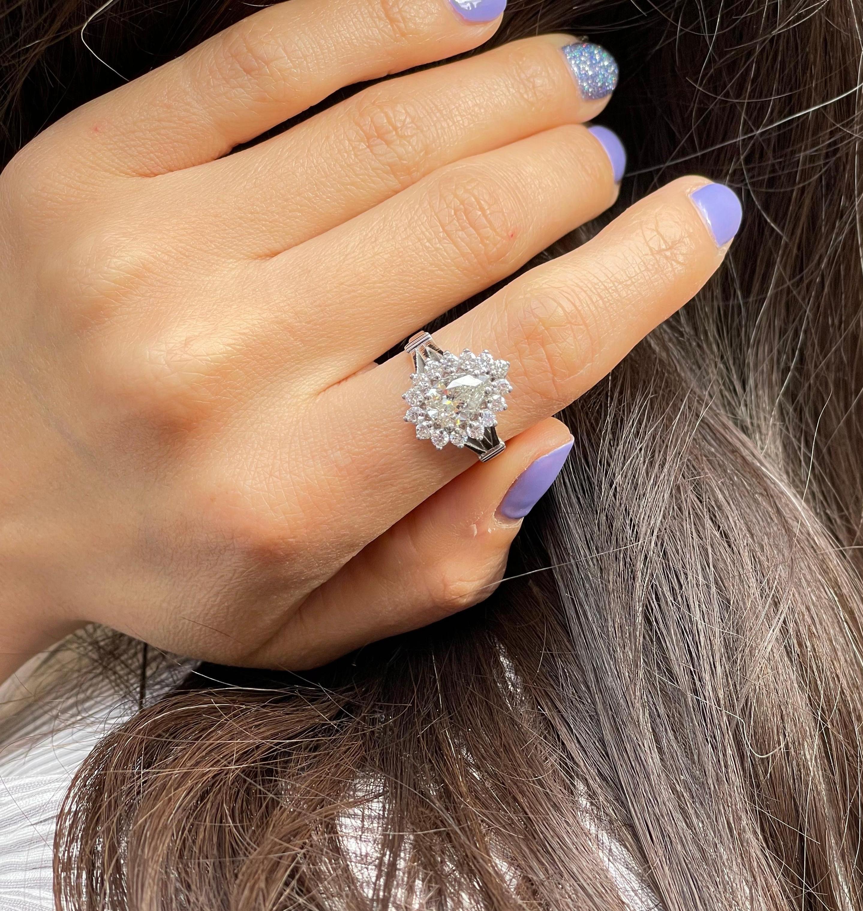 Pear Shape Engagement Diamond Ring 1.20 Carat For Sale 3