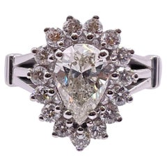 Vintage Pear Shape Engagement Diamond Ring 1.20 Carat