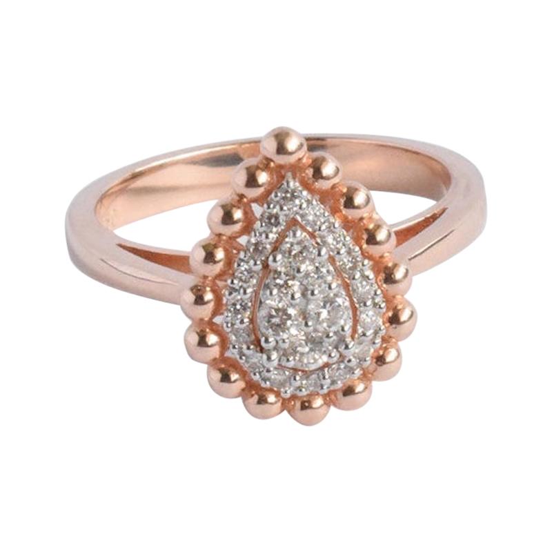 Pear Shape Engagement Diamond Ring in 18 Karat Solid Rose Gold For Sale
