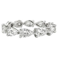 Bague Eternity en forme de poire, style East-West, 2,15 carats, platine, taille 6