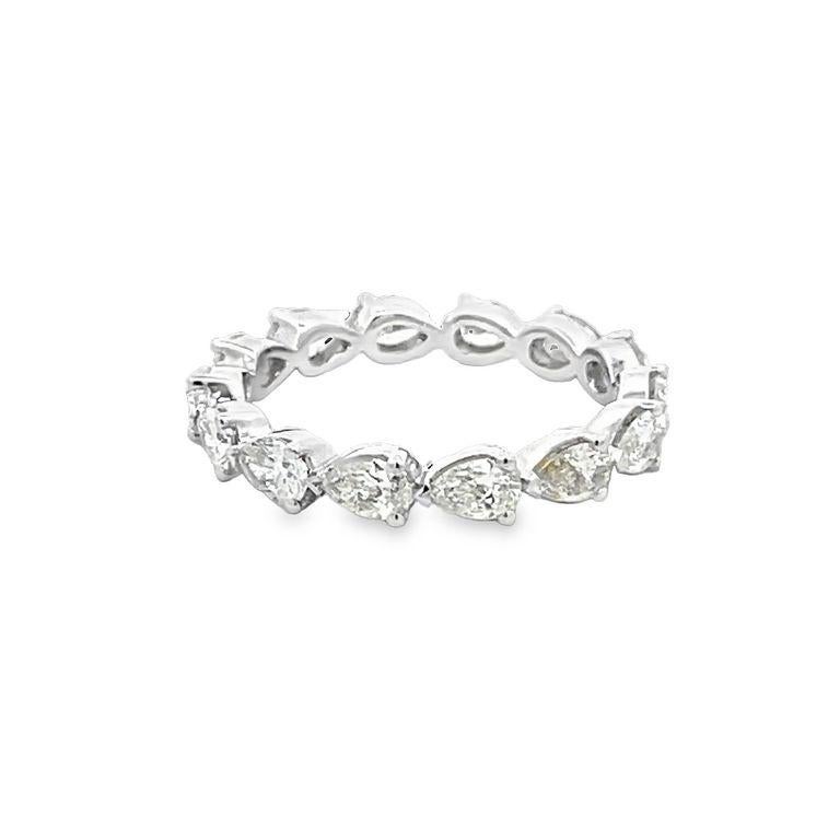 Modern Pear Shape Eternity Diamond Ring 2.00 CT 18K WG  For Sale