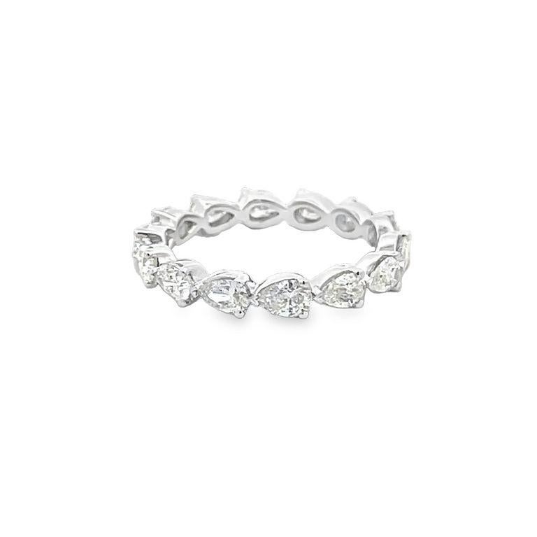 Pear Cut Pear Shape Eternity Diamond Ring 2.00 CT 18K WG  For Sale