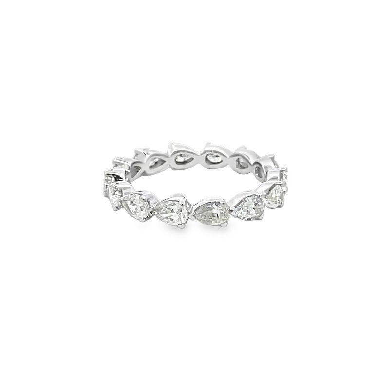 Pear Shape Eternity Diamond Ring 2.00 CT 18K WG  In New Condition For Sale In New York, NY